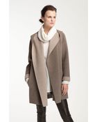 Vince Two Tone Draped Coat - Lyst