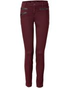 J Brand Lava Bordeaux Triple Zip Zoey Skinny Jeans - Lyst