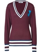Jil Sander Cardinal College Knit Sweater - Lyst