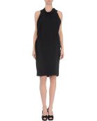 Miu Miu Crepe Dress With Fringed Hemline - Lyst