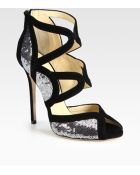 Jimmy Choo Tempest Sequin and Suede Sandals - Lyst