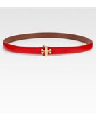 Tory Burch Skinny Leather Logo Belt - Lyst