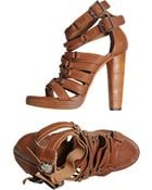 Diesel Black Gold Platform Sandals - Lyst