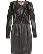 Valentino Lacepaneled Leather Dress - Lyst