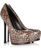 Saint Laurent Tribtoo Printed Elaphe Pumps - Lyst