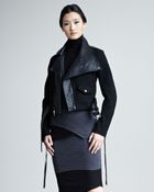 Donna Karan New York Modern Felt Leather Moto Jacket - Lyst