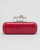 Alexander McQueen Knuckle Clasp Snakeskin Box Clutch - Lyst