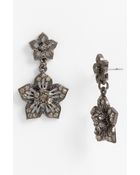 Cara Accessories Double Flower Drop Earrings - Lyst
