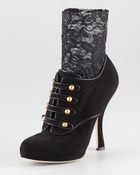 Dolce & Gabbana Suede Victorian Bootie - Lyst