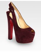 Christian Louboutin Tartarina Suede Slingback Platform Pumps - Lyst