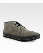 Prada Suede Laceup Ankle Boot - Lyst
