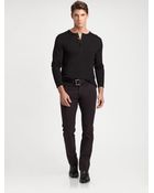 Ralph Lauren Black Label Cotton Ribbed Henley - Lyst