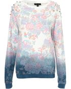 Topshop Floral Dip Dye Sweat - Lyst