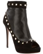 Valentino Studded Peeptoe Booties - Lyst