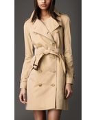 Burberry Long Cotton Gabardine Trench Coat - Lyst