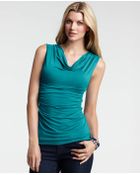 Ann Taylor Ruched Cowl Neck Top - Lyst