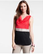 Ann Taylor Petite Color-blocked Cowl Neck Shell - Lyst