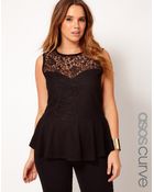 Asos Curve Top with Lace Bodice Peplum - Lyst