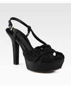 Dolce & Gabbana Lace Ribbon Platform Slingback Sandals - Lyst