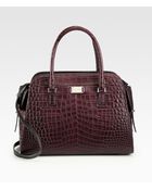 Michael Kors Gia Crocodile Embossed Leather Satchel - Lyst