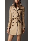 Burberry Midlength Cotton Gabardine Trench Coat - Lyst