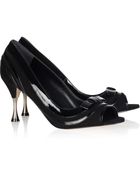Oscar de la Renta Twiggy Suede and Patentleather Pumps - Lyst