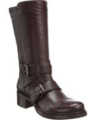 Miu Miu Buckled Mid Calf Boot - Lyst