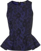 Topshop Bonded Lace Peplum Top - Lyst