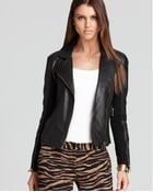 Michael Kors Michael Leather Jacket with Knit Sides - Lyst