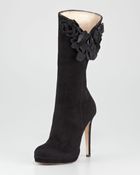 Oscar de la Renta Suede Floralapplique Boot - Lyst