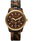 MICHAEL Michael Kors Tortoise Jet Set Watch - Lyst