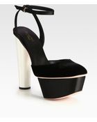 Giambattista Valli Suede Satin Platform Sandals - Lyst