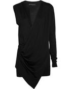 Alexander Wang Draped Wool Jersey Wrap Effect Dress - Lyst