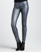 Mother The Looker Stone Blue Glimmer Skinny Jeans - Lyst