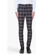 John Galliano Charcoal Wool Check Trousers - Lyst