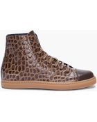Marc Jacobs Olive Croc Print Leather Sneakers - Lyst