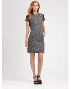MICHAEL Michael Kors Leathersleeve Tweed Dress - Lyst