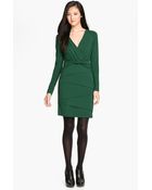 Nicole Miller Surplice Seam Detail Jersey Sheath Dress - Lyst