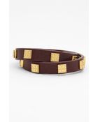 Tory Burch Logo Leather Wrap Bracelet - Lyst