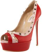 Valentino Rockstud Platform Pump Redpoudre - Lyst