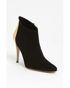 Manolo Blahnik Gold Heel Bootie - Lyst