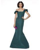 Oscar de la Renta Silk Faille Shoulder Ruffle Fishtail Gown - Lyst