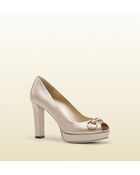 Gucci Sunset Horsebit Horsebit Mid Heel Opentoe Pump - Lyst