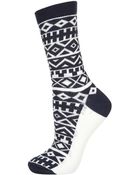 Topshop Navy Aztec Ankle Socks - Lyst