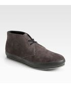 Prada Suede Laceup Ankle Boot - Lyst