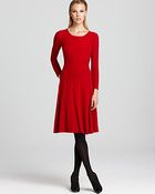 Armani Long Sleeve Dress with Pleated Skirt - Lyst