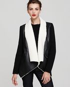 Sam Edelman Sherpa Wrap Coat With Knit Sleeves - Lyst