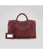 Balenciaga Baby Daim Suede Classic City Bag Bordeaux - Lyst