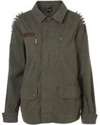 Topshop Studded Spike Army Jacket - Lyst
