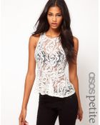 Asos Petite Exclusive Swing Peplum Top in Lace - Lyst